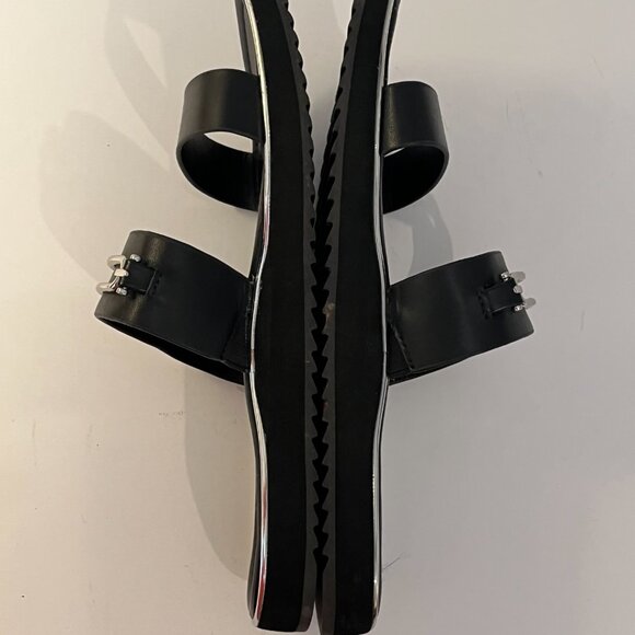 ALDO Lagoon Black Slide Sandals Silver Buckle Detailing ~ Women's Size 10 EUC 41 - Picture 7 of 8